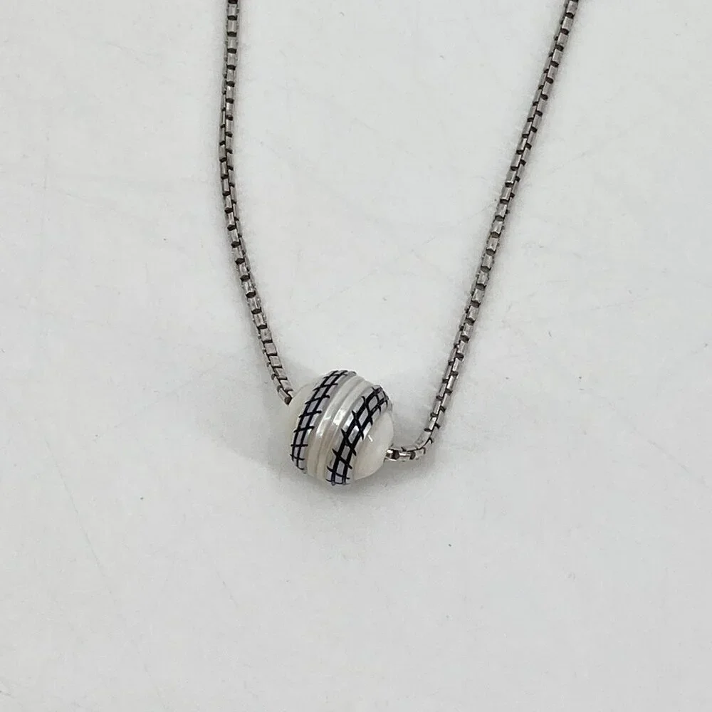 Sterling Silver 925 Necklace With Baseball / SoftBall Pendant